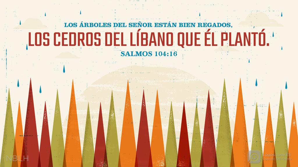 Salmo 104:16: Los árboles del SEÑOR están bien regados, los cedros del Líbano que él plantó.