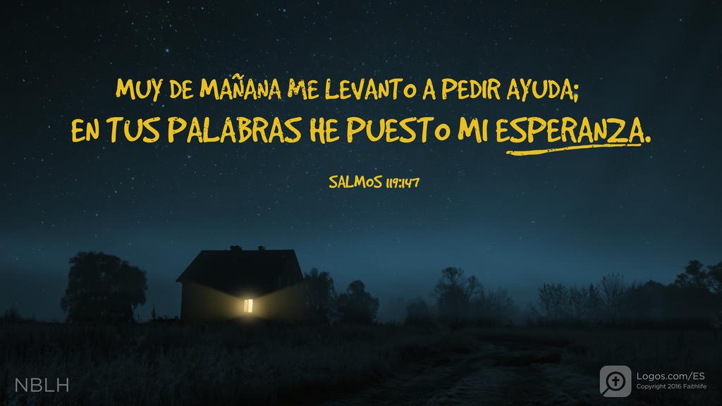 Salmo 119:147: Muy de mañana me levanto a pedir ayuda; en tus palabras he puesto mi esperanza.