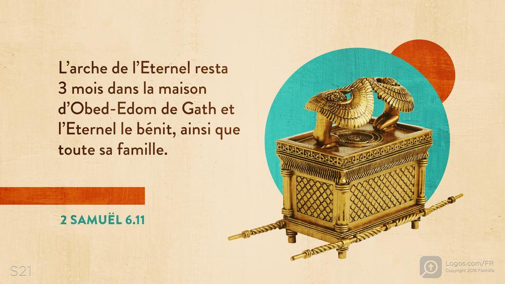 2 Samuel 6.11: L’arche de l’Eternel resta 3 mois dans la maison d’Obed-Edom de Gath et l’Eternel le bénit, ainsi que toute sa famille.