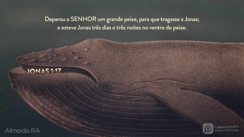 Jonas 1.17: Deparou o SENHOR um grande peixe, para que tragasse a Jonas; e esteve Jonas três dias e três noites no ventre do peixe.
