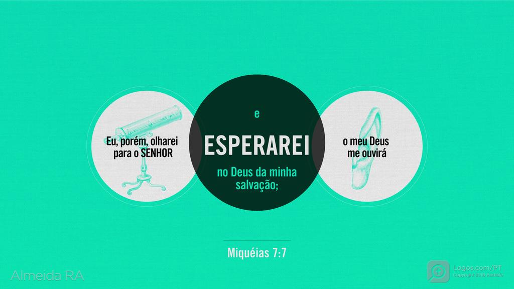 Miquéias 7.7: Eu, porém, olharei para o SENHOR e ESPERAREI no Deus da minha salvação; o meu Deus me ouvirá