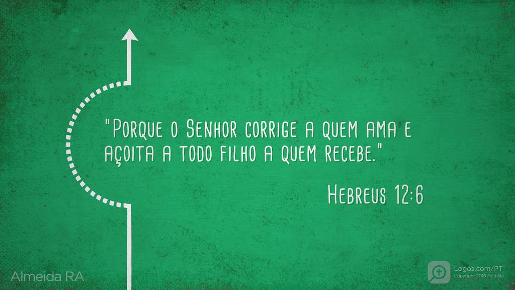 Hebreus 12.6: "Porque o Senhor corrige a quem ama e açoita a todo filho a quem recebe."
