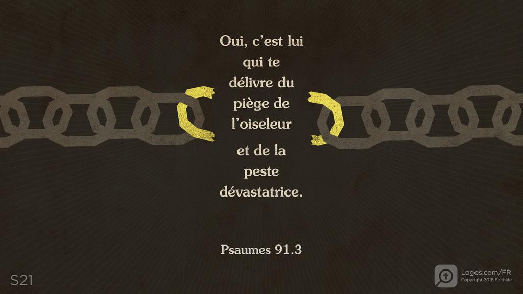 Psaumes 91.3: Oui, c’est lui qui te délivre du piège de l’oiseleur et de la peste dévastatrice.