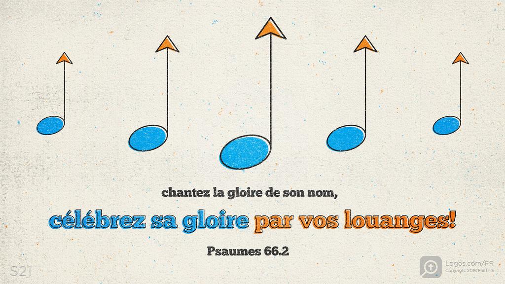 Psaumes 66.2: chantez la gloire de son nom, célébrez sa gloire par vos louanges!