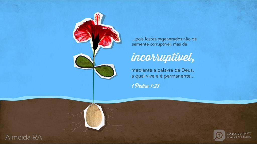 1Pedro 1.23: ...pois fostes regenerados não de semente corruptível, mas de incorruptível, mediante a palavra de Deus, a qual vive e é permanente...