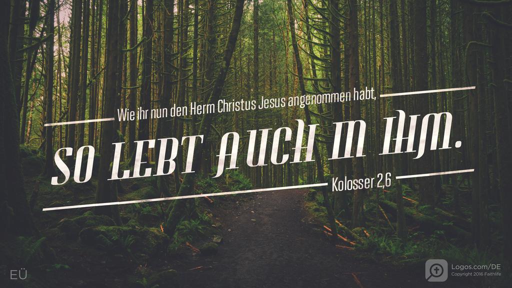 Kolosser 2,6: Wie ihr nun den Herrn Christus Jesus angenommen habt, SO LEBT AUCH IN IHM.