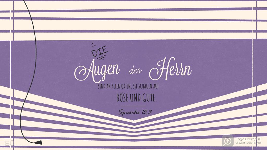 Sprüche 15,3: DIE Augen des Herrn SIND AN ALLEN ORTEN, SIE SCHAUEN AUF BÖSE UND GUTE.