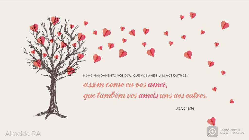 João 13.34: NOVO MANDAMENTO VOS DOU: QUE VOS AMEIS UNS AOS OUTROS; assim como eu vos amei, que também vos ameis uns aos outros.
