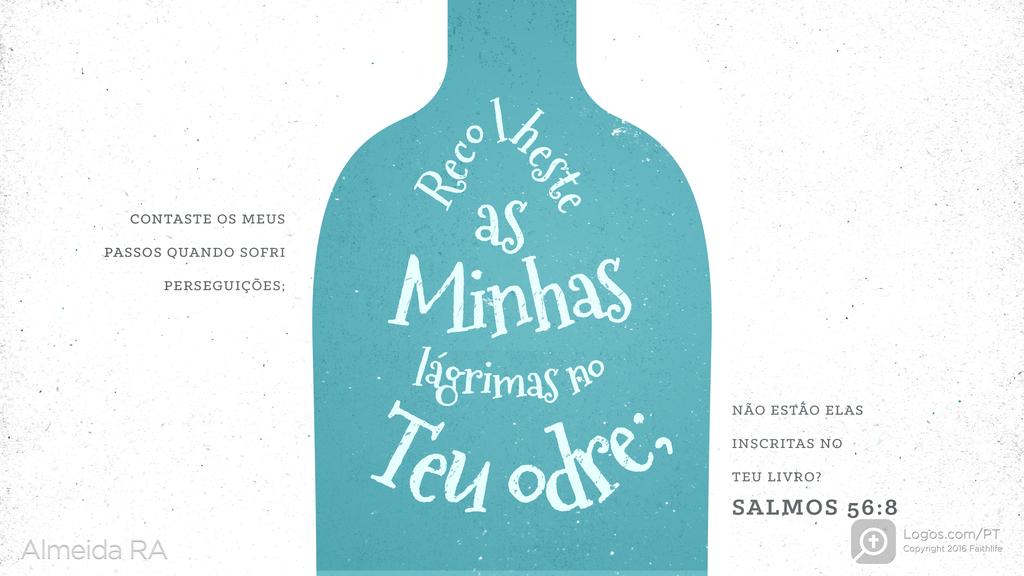 Salmo 56.8: CONTASTE OS MEUS PASSOS QUANDO SOFRI PERSEGUIÇÕES; recolheste as minhas lágrimas no teu odre ; NÃO ESTÃO ELAS INSCRITAS NO TEU LIVRO?