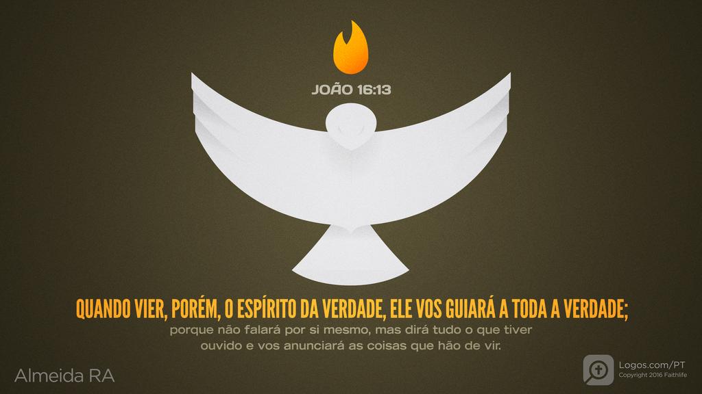 João 16.13: QUANDO VIER, PORÉM, O ESPÍRITO DA VERDADE, ELE VOS GUIARÁ A TODA A VERDADE; porque não falará por si mesmo, mas dirá tudo o que tiver ouvido e vos anunciará as coisas que hão de vir.