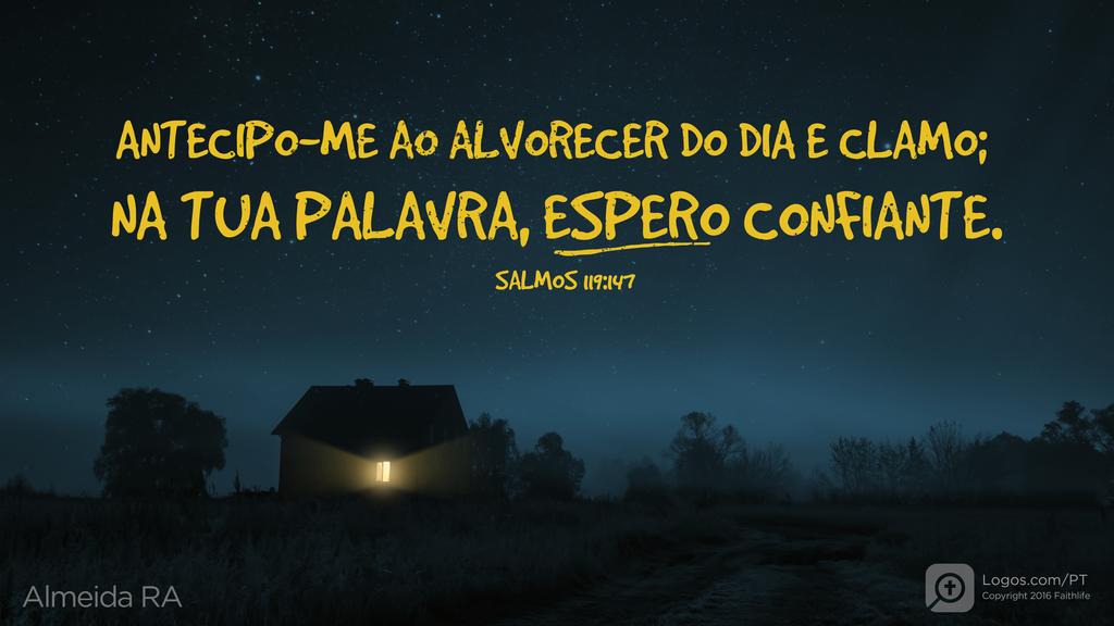 Salmo 119.147: ANTECIPO-ME AO ALVORECER DO DIA E CLAMO ; NA TUA PALAVRA, ESPERO CONFIANTE. 