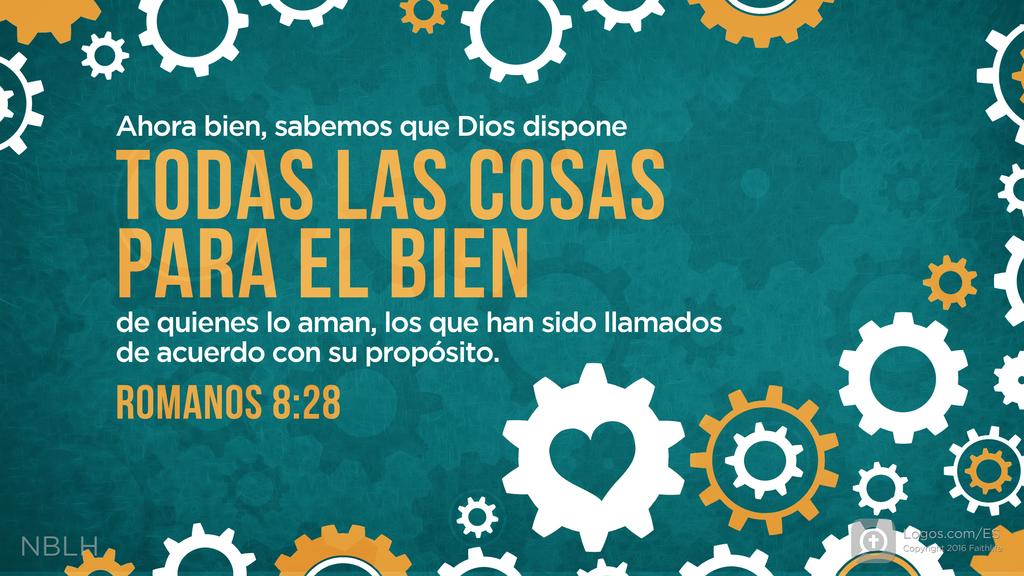 Romanos 8:28: Ahora bien, sabemos que Dios dispone TODAS LAS COSAS PARA EL BIEN de quienes lo aman, los que han sido llamados de acuerdo con su propósito.