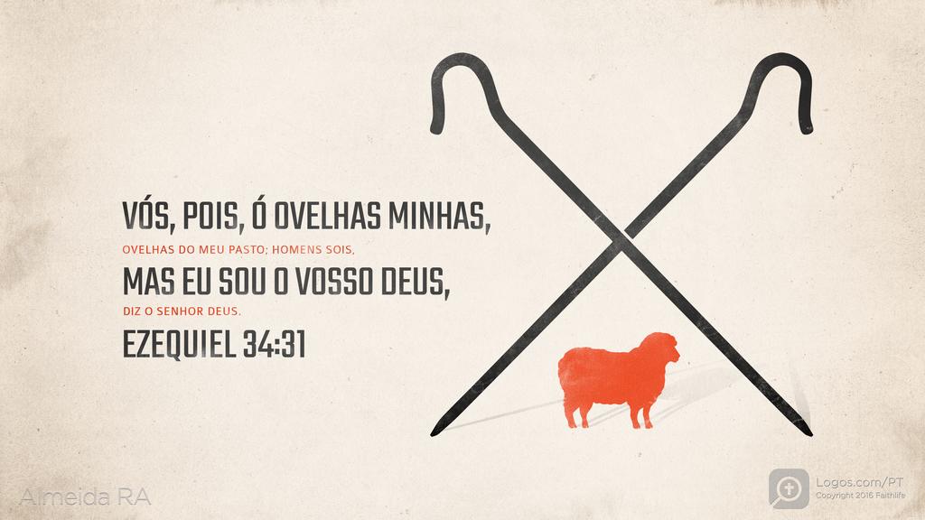Ezequiel 34.31: VÓS, POIS, Ó OVELHAS MINHAS, OVELHAS DO MEU PASTO; HOMENS SOIS, MAS EU SOU O VOSSO DEUS, DIZ O SENHOR DEUS.