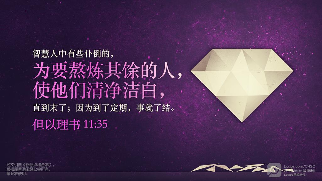 但以理书 11：35: 智慧人中有些仆倒的，为要熬炼其馀的人，使他们清净洁白，直到末了；因为到了定期，事就了结。