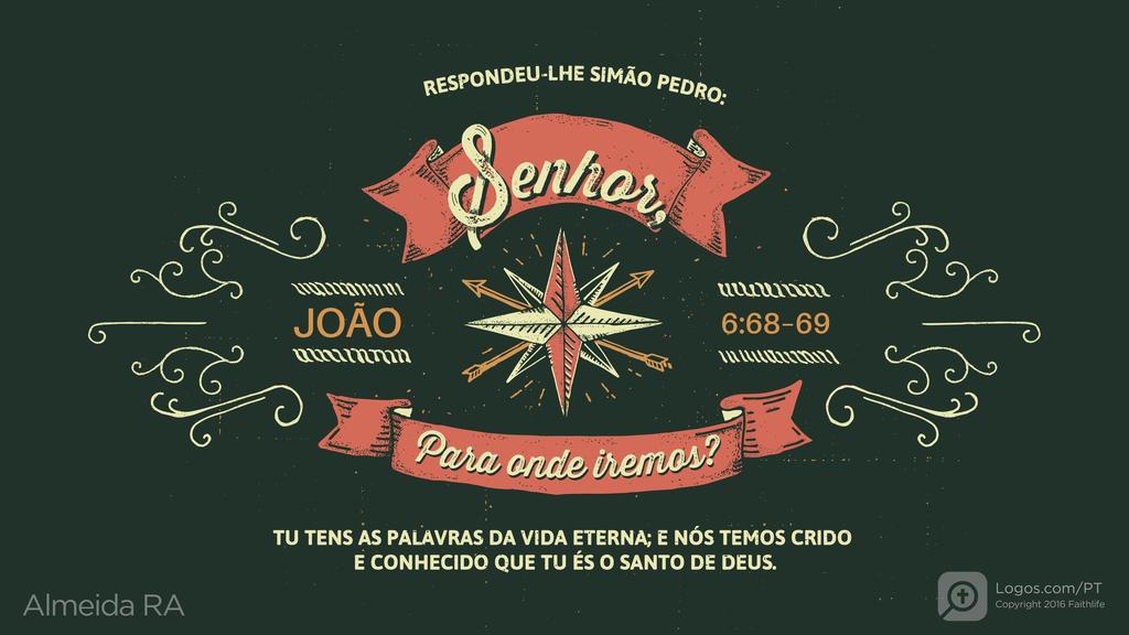 João 6.68–69: RESPONDEU-LHE SIMÃO PEDRO: Senhor, para onde iremos? TU TENS AS PALAVRAS DA VIDA ETERNA; E NÓS TEMOS CRIDO E CONHECIDO QUE TU ÉS O SANTO DE DEUS.