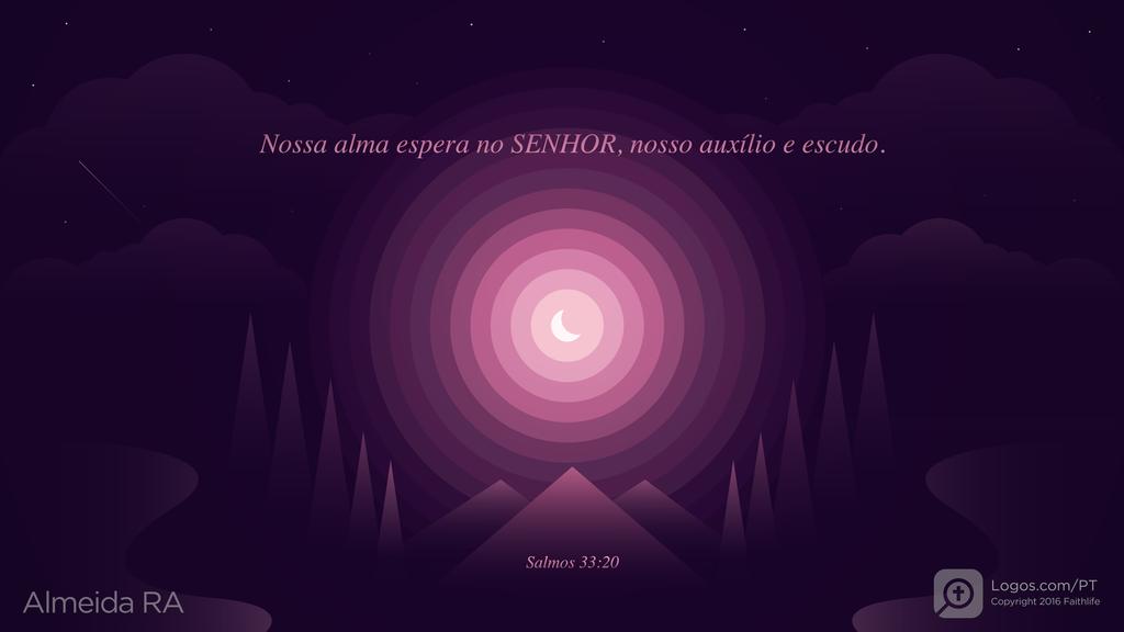 Salmo 33.20: Nossa alma espera no SENHOR, nosso auxílio e escudo.