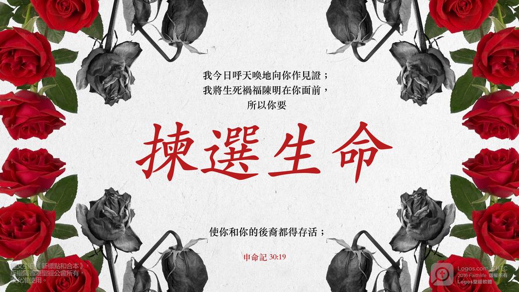 申命記 30：19: 我今日呼天喚地向你作見證；我將生死禍福陳明在你面前，所以你要揀選生命使你和你的後裔都得存活；
