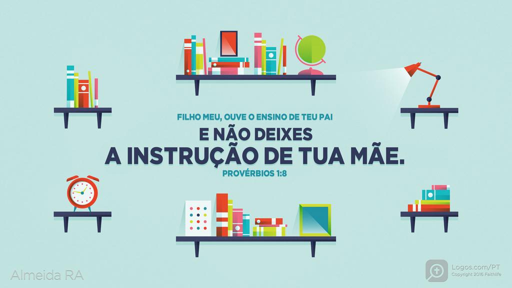 Provérbios 1.8: FILHO MEU, OUVE O ENSINO DE TEU PAI E NÃO DEIXES A INSTRUÇÃO DE TUA MÃE.