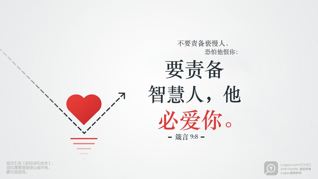 箴言 9：8: 不要责备亵慢人，恐怕他恨你；要责备智慧人，他必爱你。