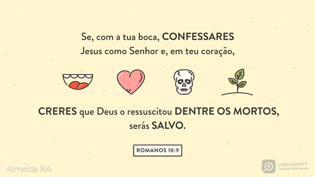 Romanos 10.9: Se, com a tua boca, CONFESSARES Jesus como Senhor e, em teu coração, CRERES que Deus o ressuscitou DENTRE OS MORTOS, serás SALVO.