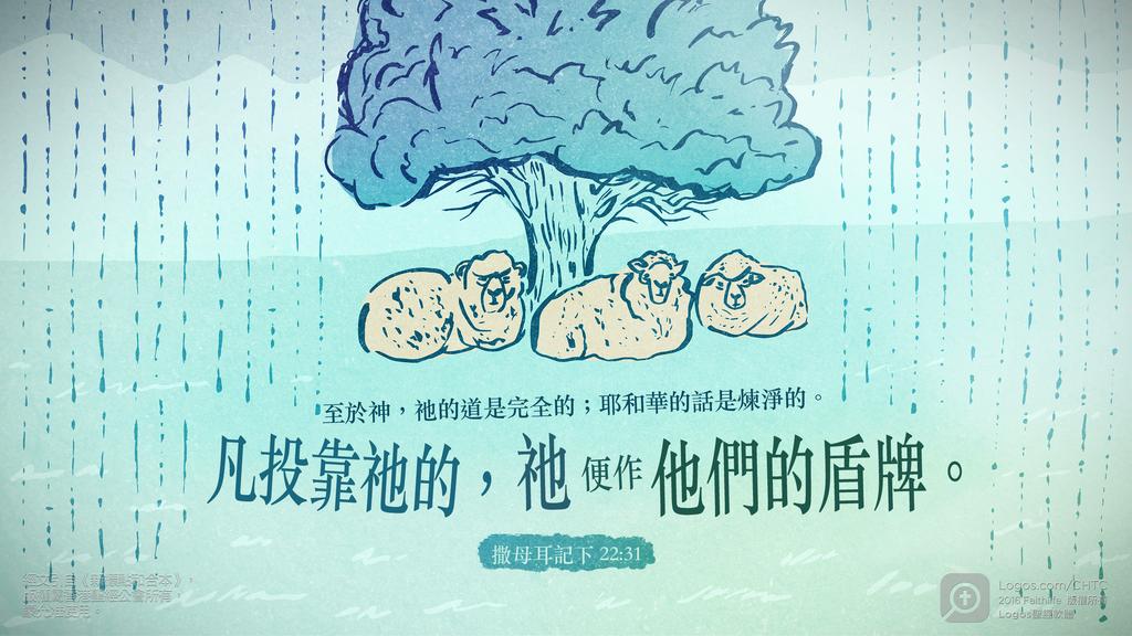 撒母耳記下 22：31: 至於神，祂的道是完全的；耶和華的話是煉淨的。凡投靠祂的，祂便作他們的盾牌。