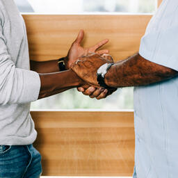 Men Shaking Hands at Entrance of Home  image 2