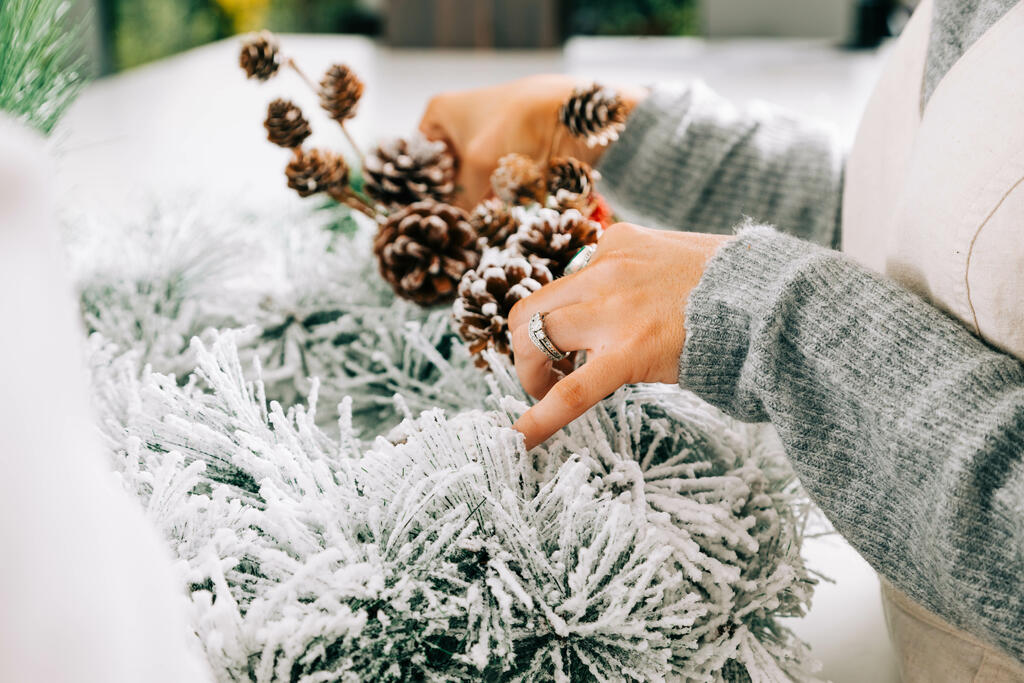 Woman Making a Christmas Wreath large preview