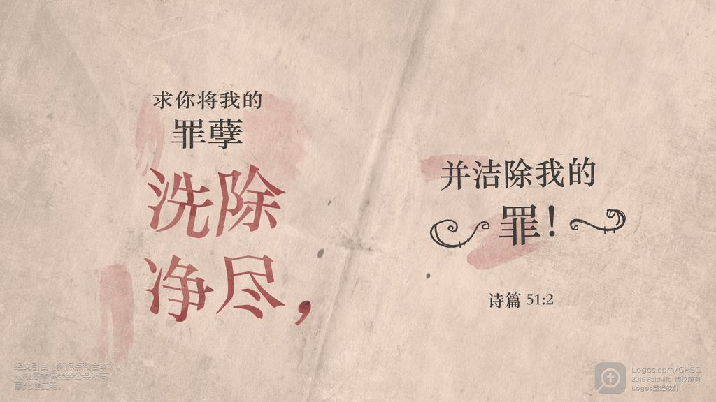 诗篇 51：2: 求你将我的罪孽洗除净尽，并洁除我的罪！