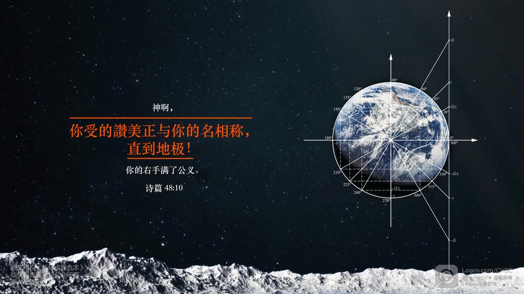 诗篇 48：10: 神啊，你受的讚美正与你的名相称，直到地极！你的右手满了公义。