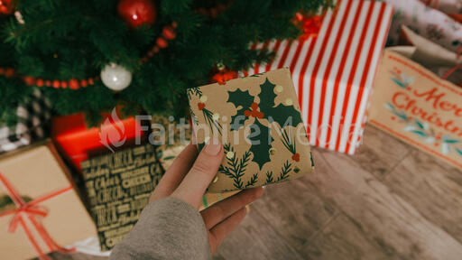 Placing a Christmas Present under the Tree