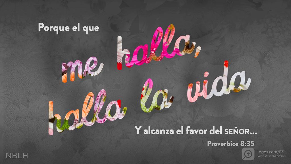 Proverbios 8:35: Porque el que me halla, halla la vida Y alcanza el favor del SEÑOR…