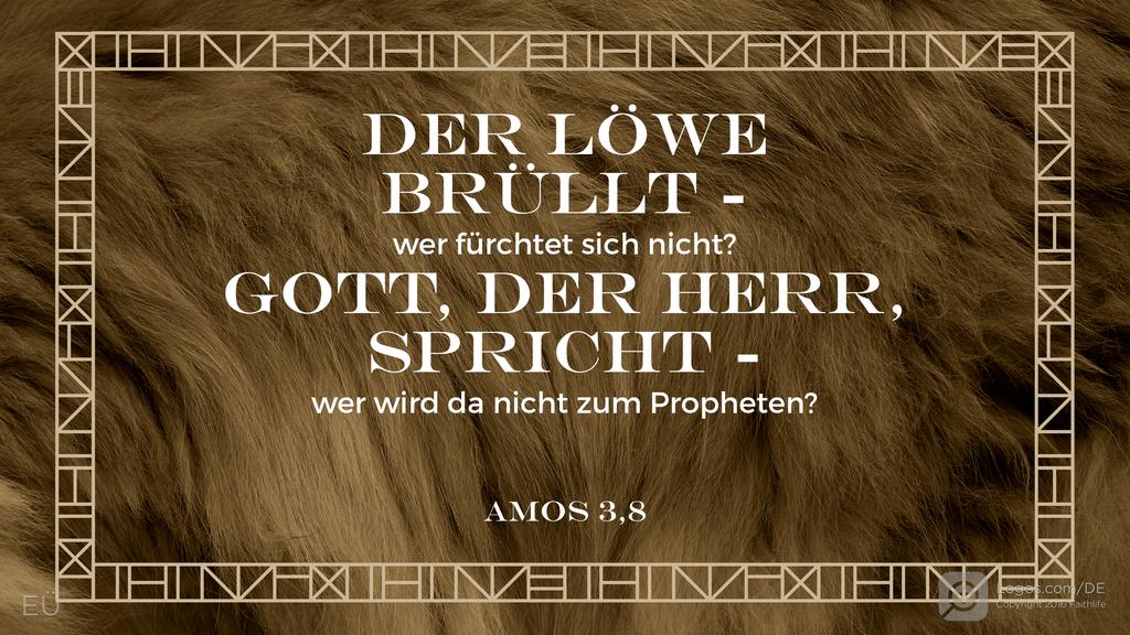 Amos 3,8: DER LÖWE BRÜLLT - wer fürchtet sich nicht? GOTT, DER HERR, SPRICHT - wer wird da nicht zum Propheten?