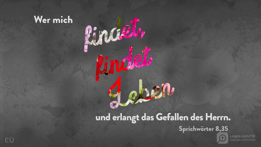 Sprüche 8,35: Wer mich findet, findet Leben und erlangt das Gefallen des Herrn.