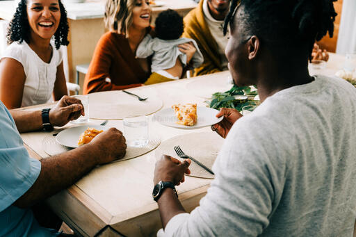 Family Getting Pie at the Thanksgiving Table