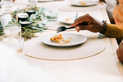 Man Eating Apple Pie for Thanksgiving Dessert