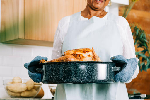 Woman Holding Thanksgiving Turkey