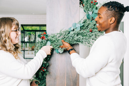 Married Couple Decorating for Christmas