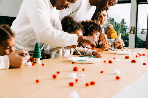 Family Doing a Christmas Craft Together