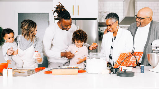 Family Baking Christmas Cookies Together