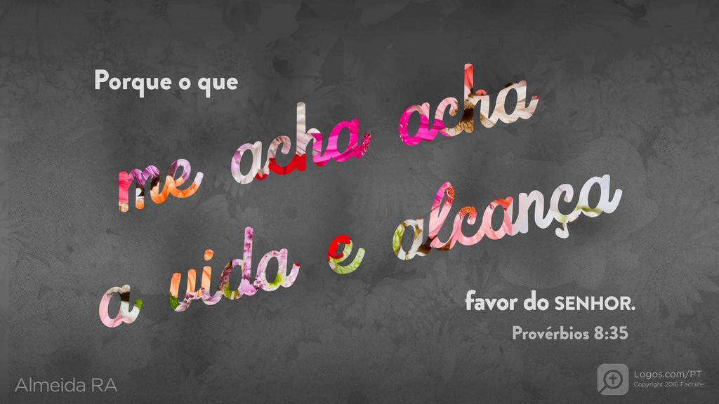 Provérbios 8.35: Porque o que me acha acha a vida e alcança favor do SENHOR.