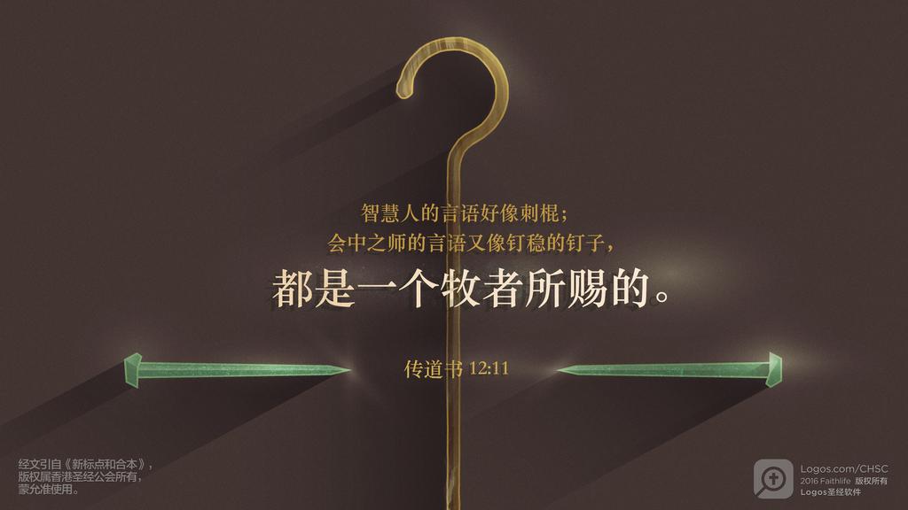 传道书 12：11: 智慧人的言语好像刺棍；会中之师的言语又像钉稳的钉子，都是一个牧者所赐的。