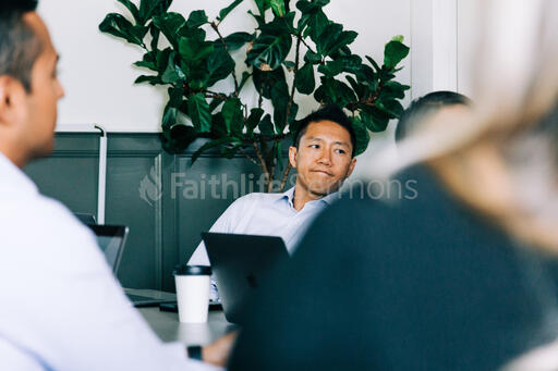 Man Listening During a Meeting