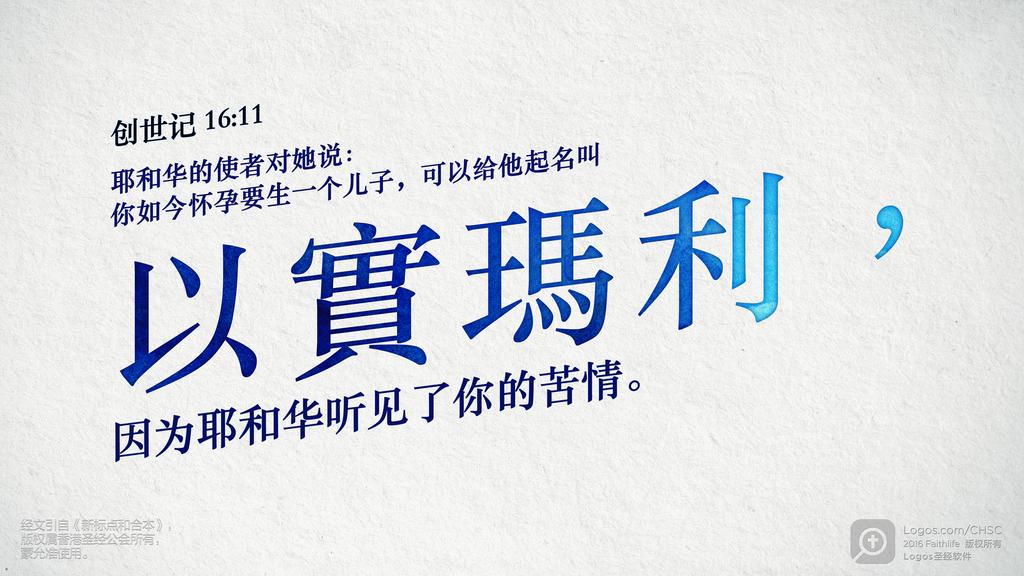 创世记 16：11: 耶和华的使者对她说：你如今怀孕要生一个儿子，可以给他起名叫以实玛利，因为耶和华听见了你的苦情。