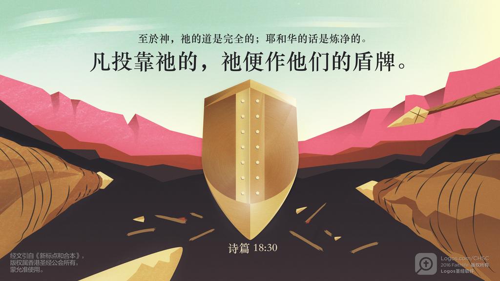 诗篇 18：30: 至於神，祂的道是完全的；耶和华的话是炼净的。凡投靠祂的，祂便作他们的盾牌。