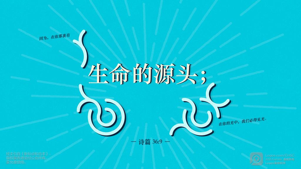 诗篇 36：9: 因为，在你那裏有生命的源头；在你的光中，我们必得见光。