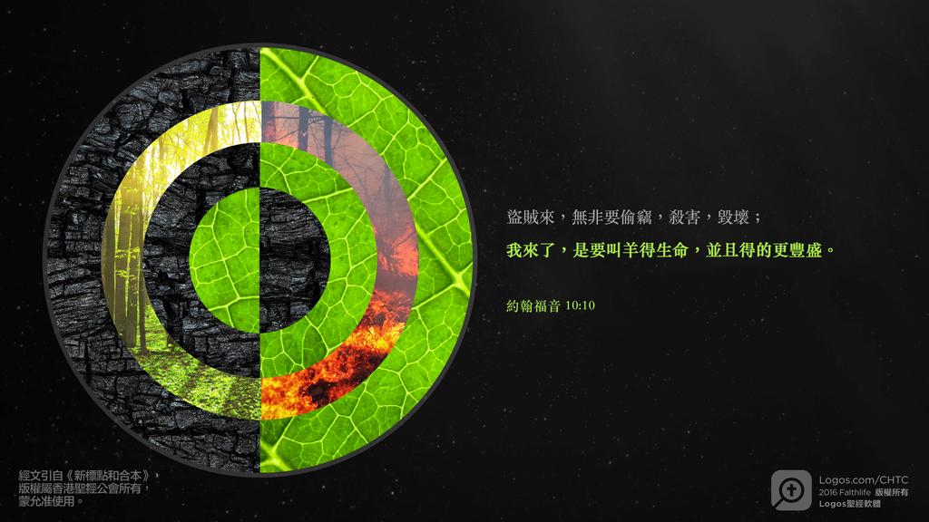 約翰福音 10：10: 盜賊來，無非要偷竊，殺害，毀壞；我來了，是要叫羊得生命，並且得的更豐盛。
