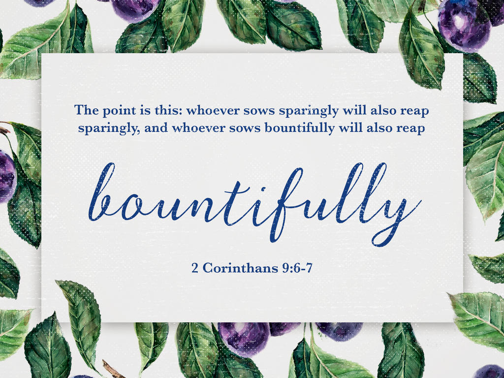 2 Corinthians 9:6–7 offering Scripture verse art