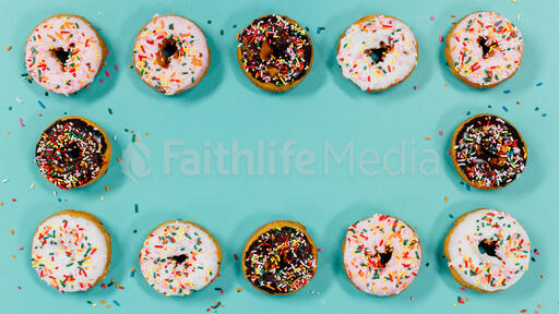 Frosted donuts with sprinkles