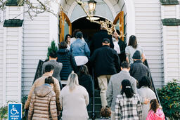 Congregation Members Entering Church on a Sunday Morning  image 1