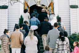 Congregation Members Entering Church on a Sunday Morning  image 4